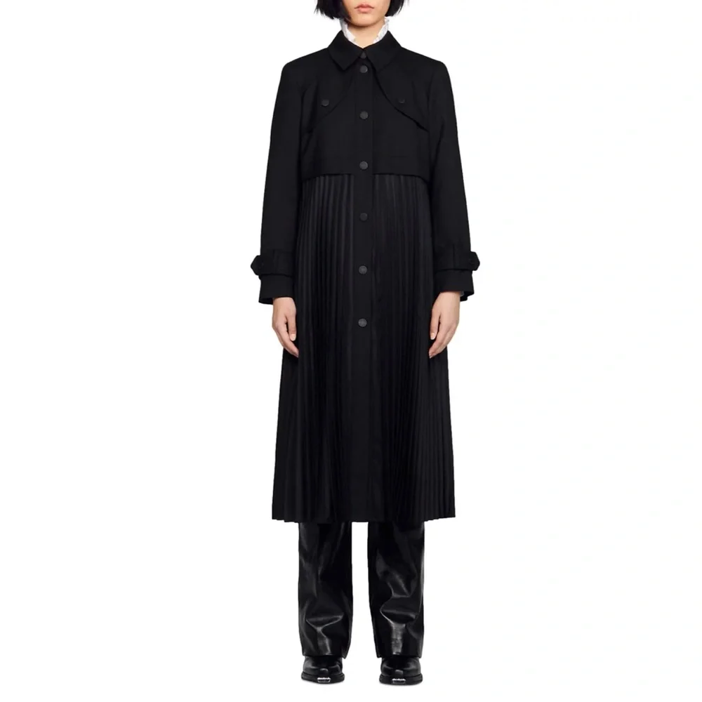 Samy Pleated Trench Coat - Picture 1 of 7